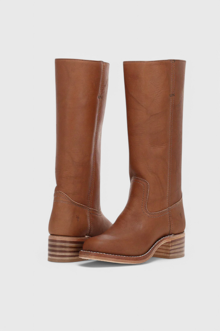 Selina | Bottes en cuir pour femmes, mi-genoux, à talons bas