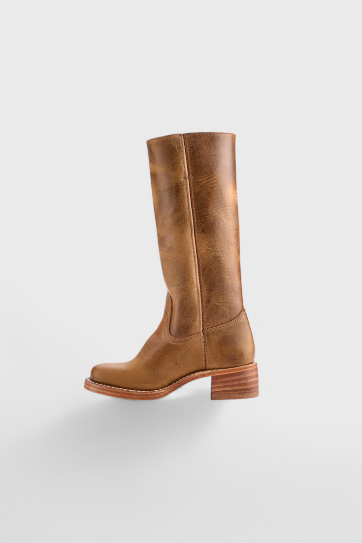 Selina | Bottes en cuir pour femmes, mi-genoux, à talons bas