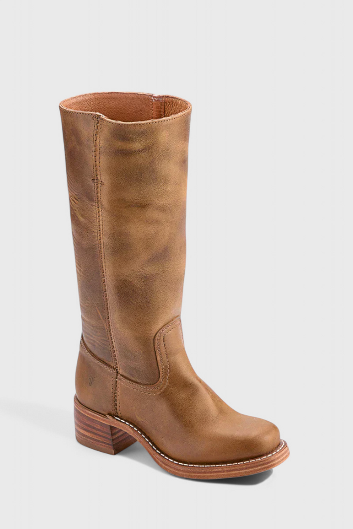 Selina | Bottes en cuir pour femmes, mi-genoux, à talons bas
