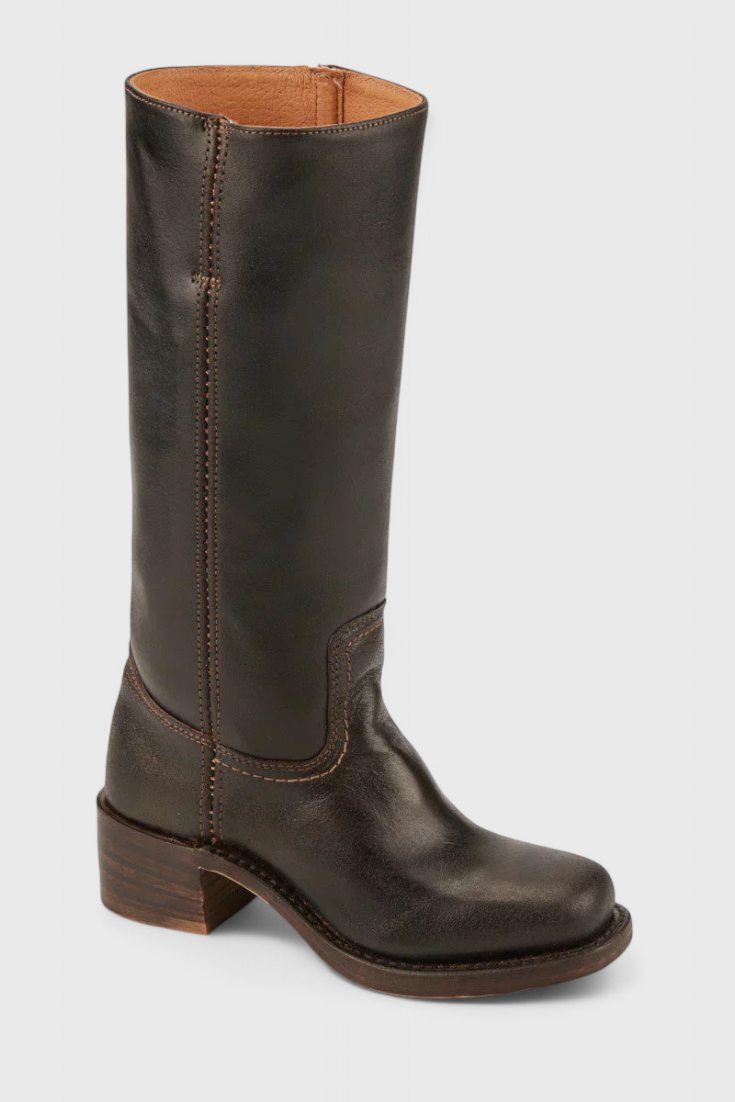 Selina | Bottes en cuir pour femmes, mi-genoux, à talons bas