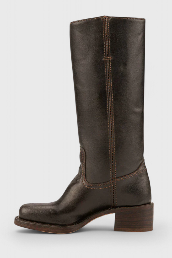Selina | Bottes en cuir pour femmes, mi-genoux, à talons bas