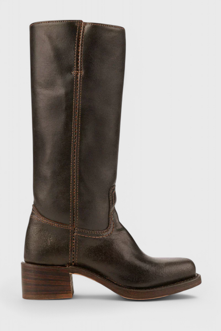 Selina | Bottes en cuir pour femmes, mi-genoux, à talons bas