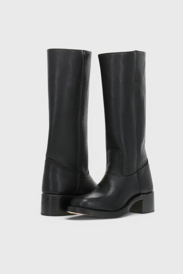 Selina | Bottes en cuir pour femmes, mi-genoux, à talons bas