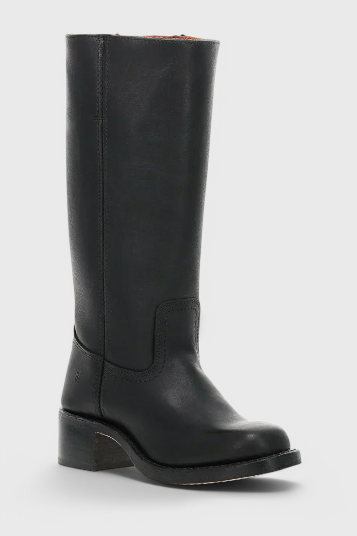 Selina | Bottes en cuir pour femmes, mi-genoux, à talons bas