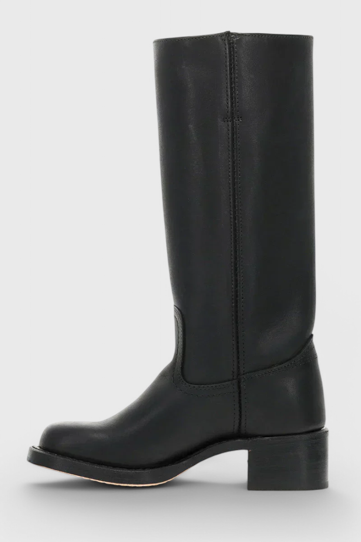 Selina | Bottes en cuir pour femmes, mi-genoux, à talons bas
