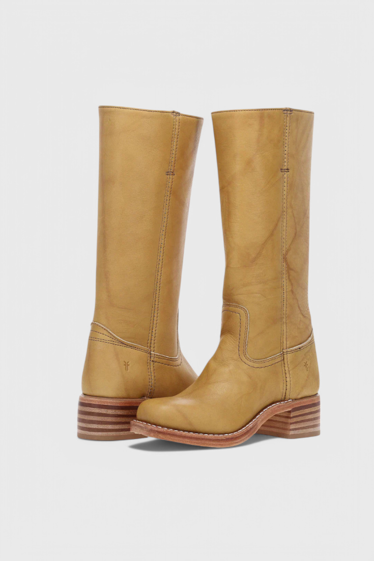 Selina | Bottes en cuir pour femmes, mi-genoux, à talons bas