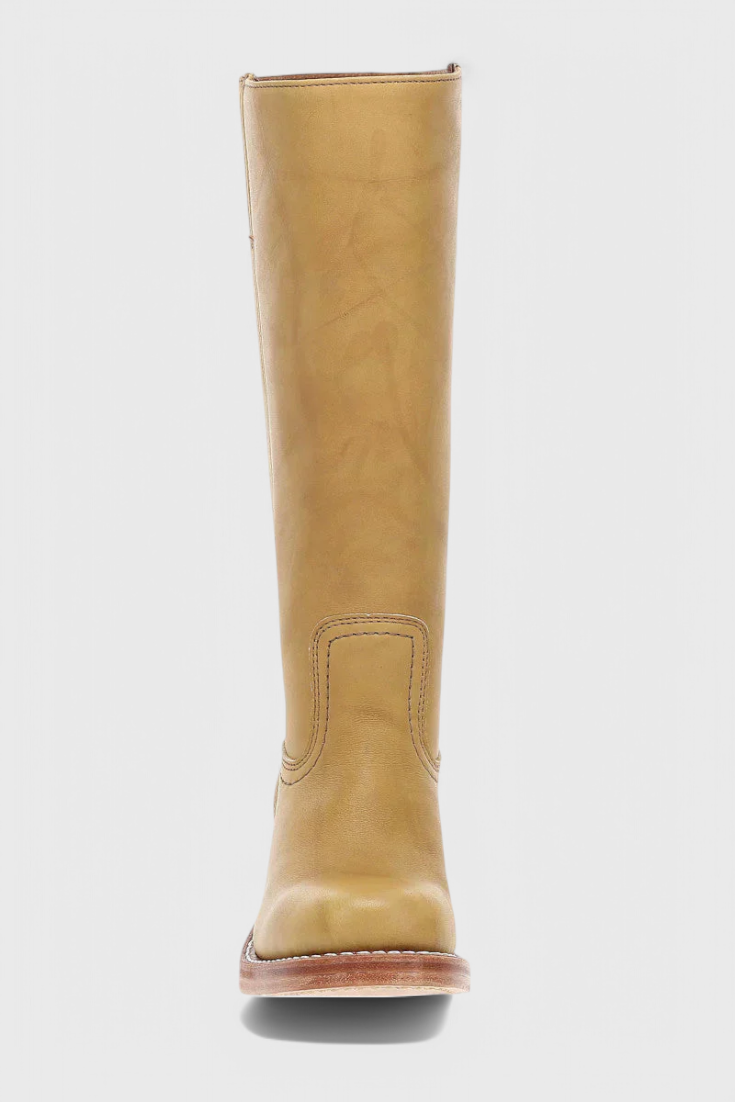 Selina | Bottes en cuir pour femmes, mi-genoux, à talons bas