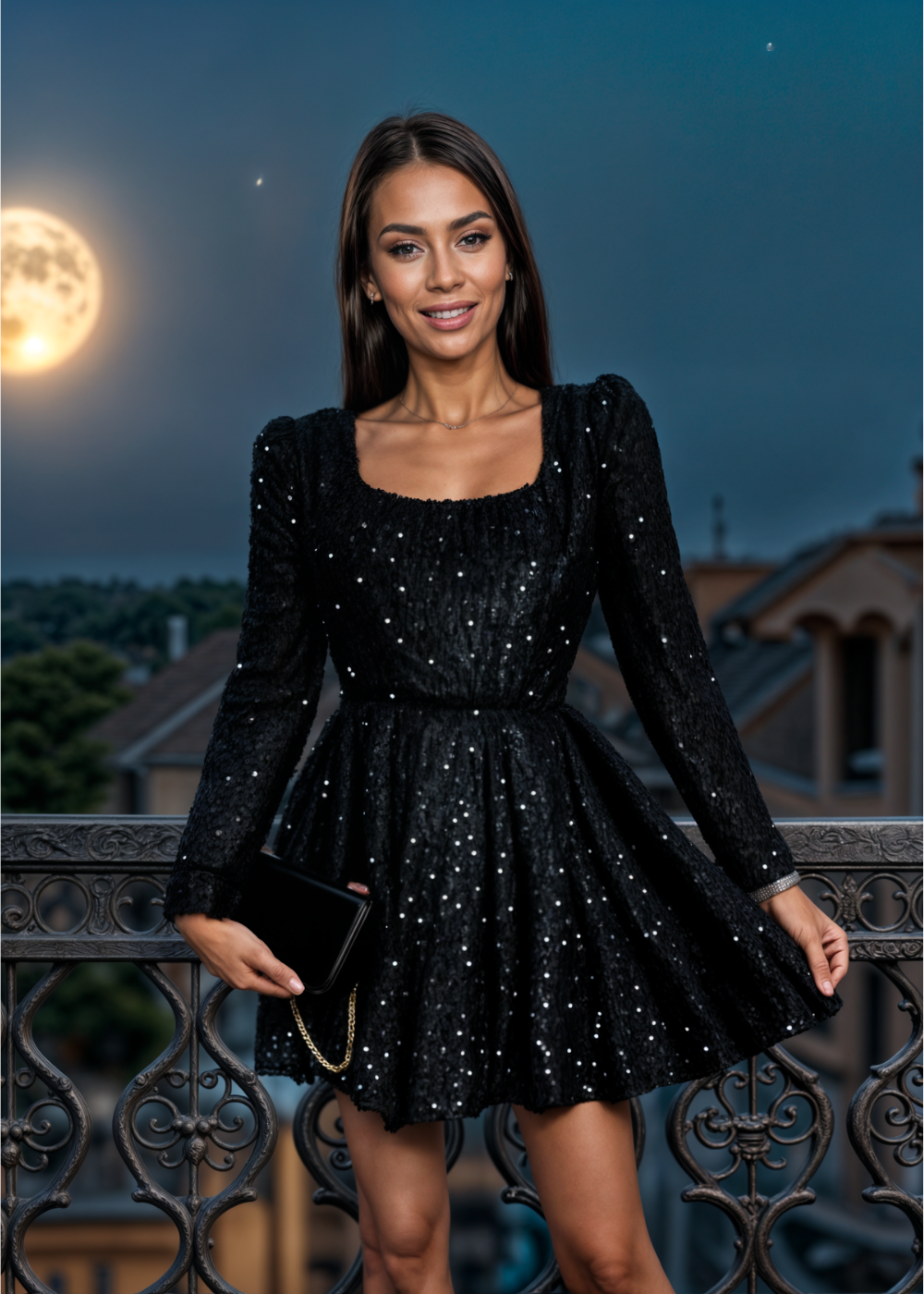 Skylar | Robe Mini en Paillettes Noires