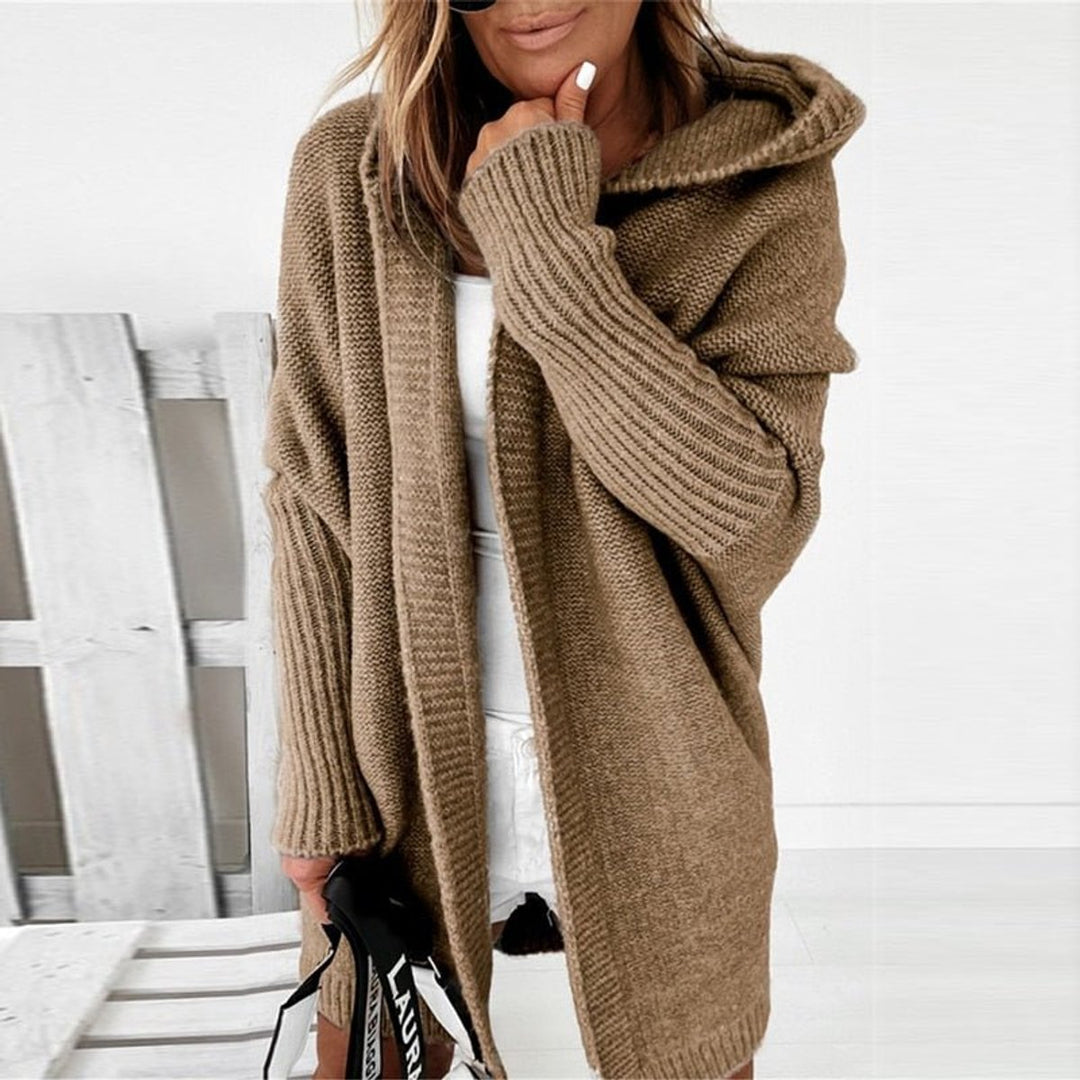 Gilet Femme Oversized Avec Capuche & Manches Chauve-Souris – Cardigan Tendance Pour L'Automne Et L'Hiver