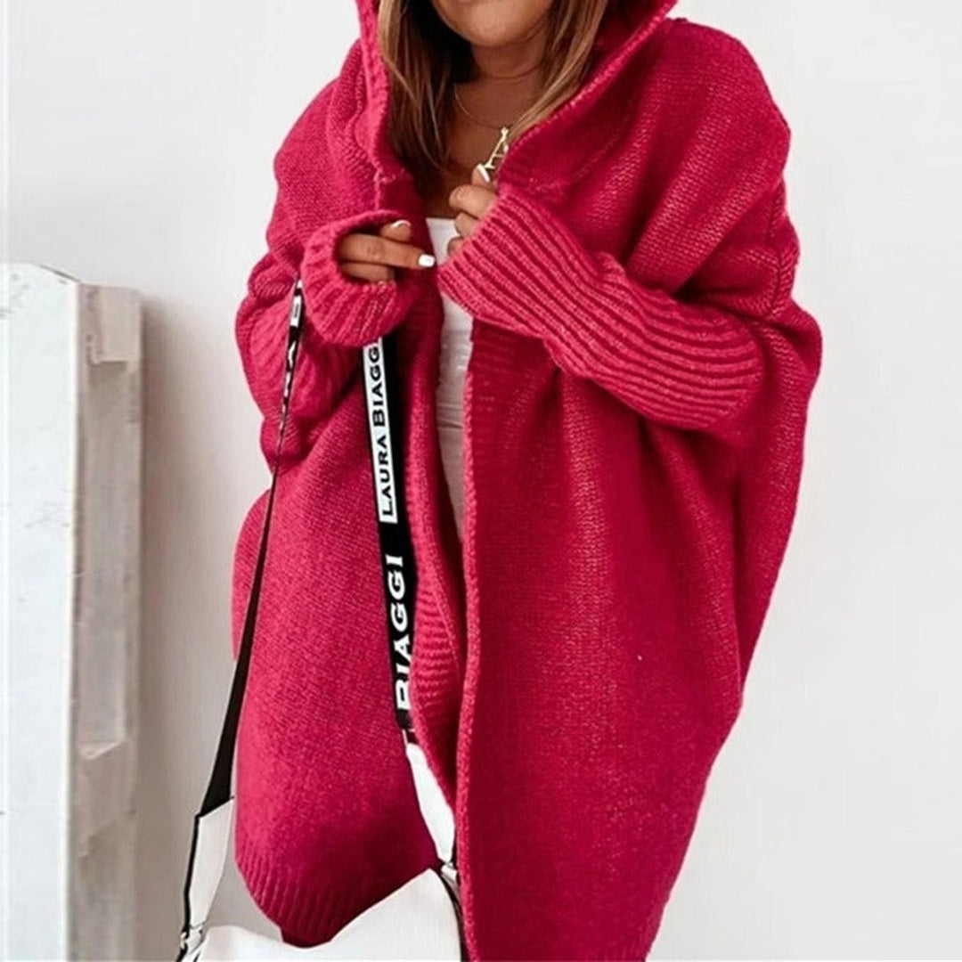 Gilet Femme Oversized Avec Capuche & Manches Chauve-Souris – Cardigan Tendance Pour L'Automne Et L'Hiver