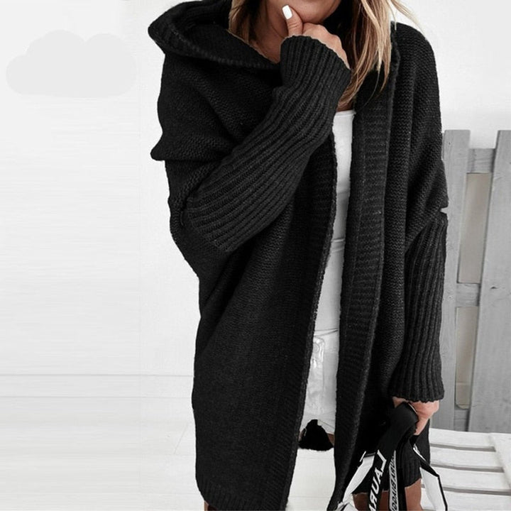 Cardigan Femme Oversize Avec Capuche & Manches Chauve-Souris – Cardigan Tendance Pour L'Automne Et L'Hiver