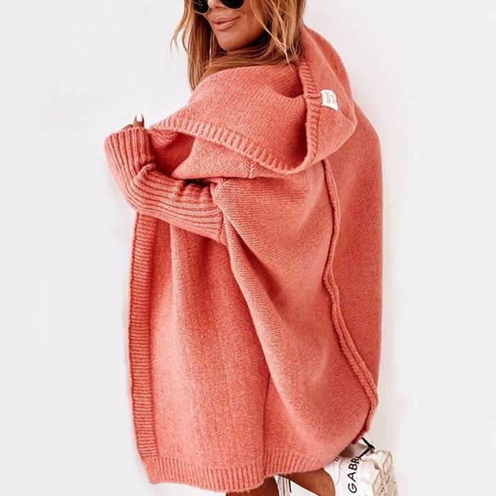 Cardigan Femme Oversize Avec Capuche & Manches Chauve-Souris – Cardigan Tendance Pour L'Automne Et L'Hiver