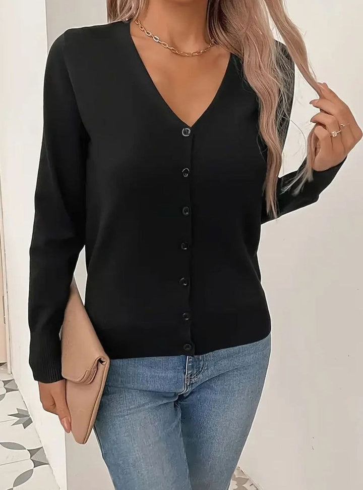 Cardigan Femme V-Col Long Manches avec Boutonnage pour un Layering Polyvalent