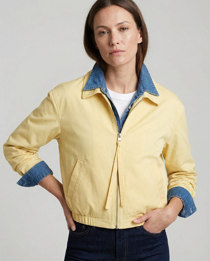 Veste en cuir courte pour femmes au design patchwork avec col revers