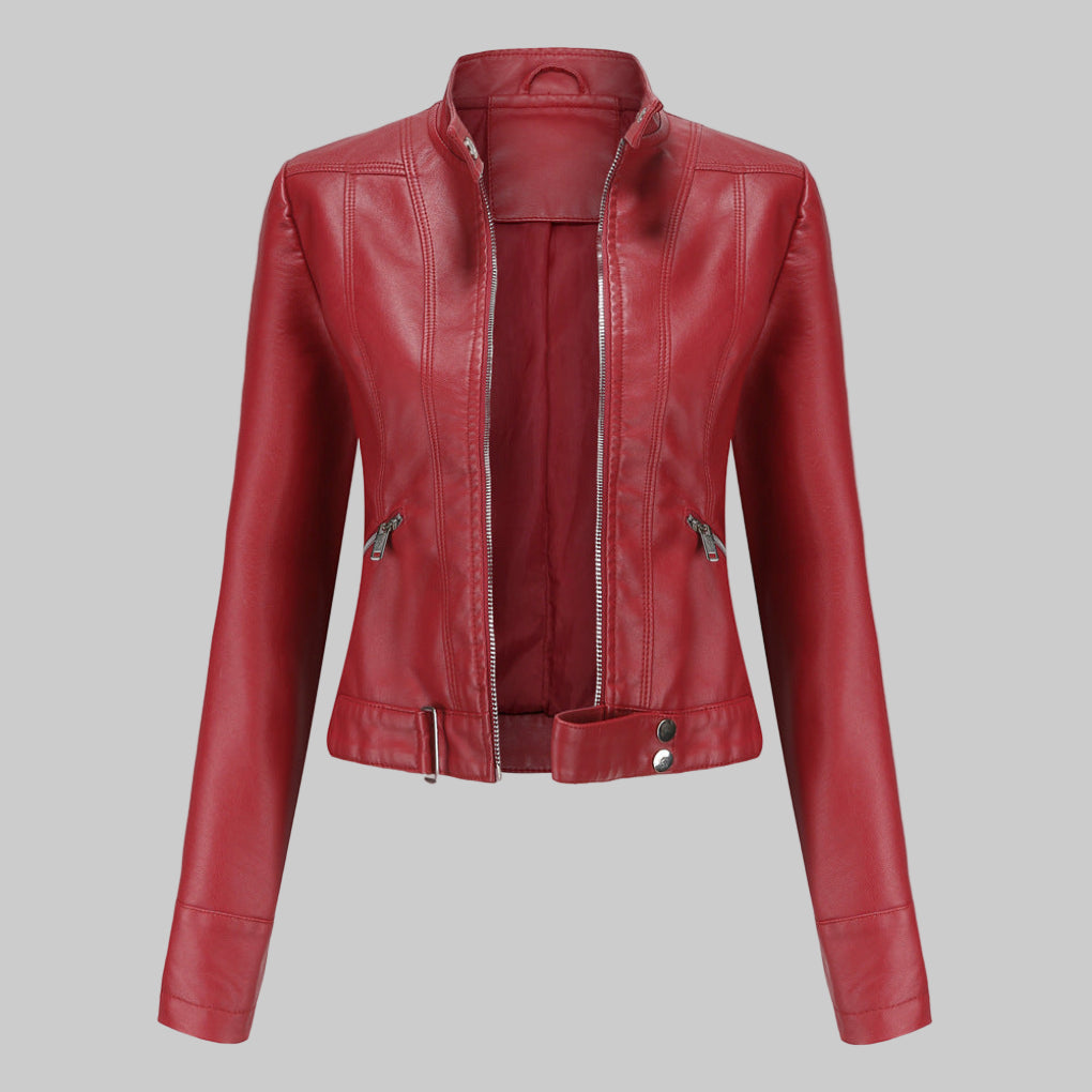 Lara | Veste en cuir biker pour femmes avec ceinture