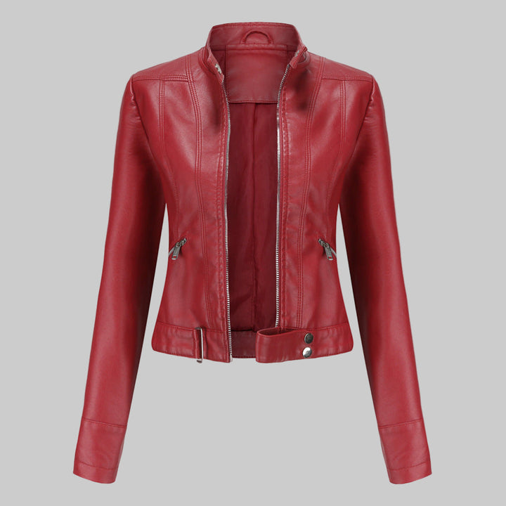 Lara | Veste en cuir biker pour femmes avec ceinture