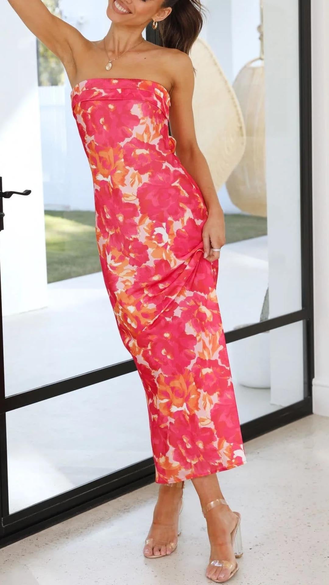 Jodie - Robe midi sans bretelles