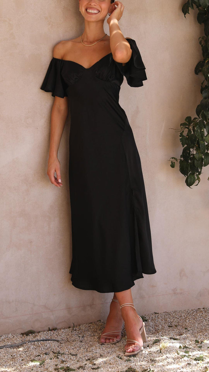 Nalani - Robe maxi sans épaules avec manches papillon