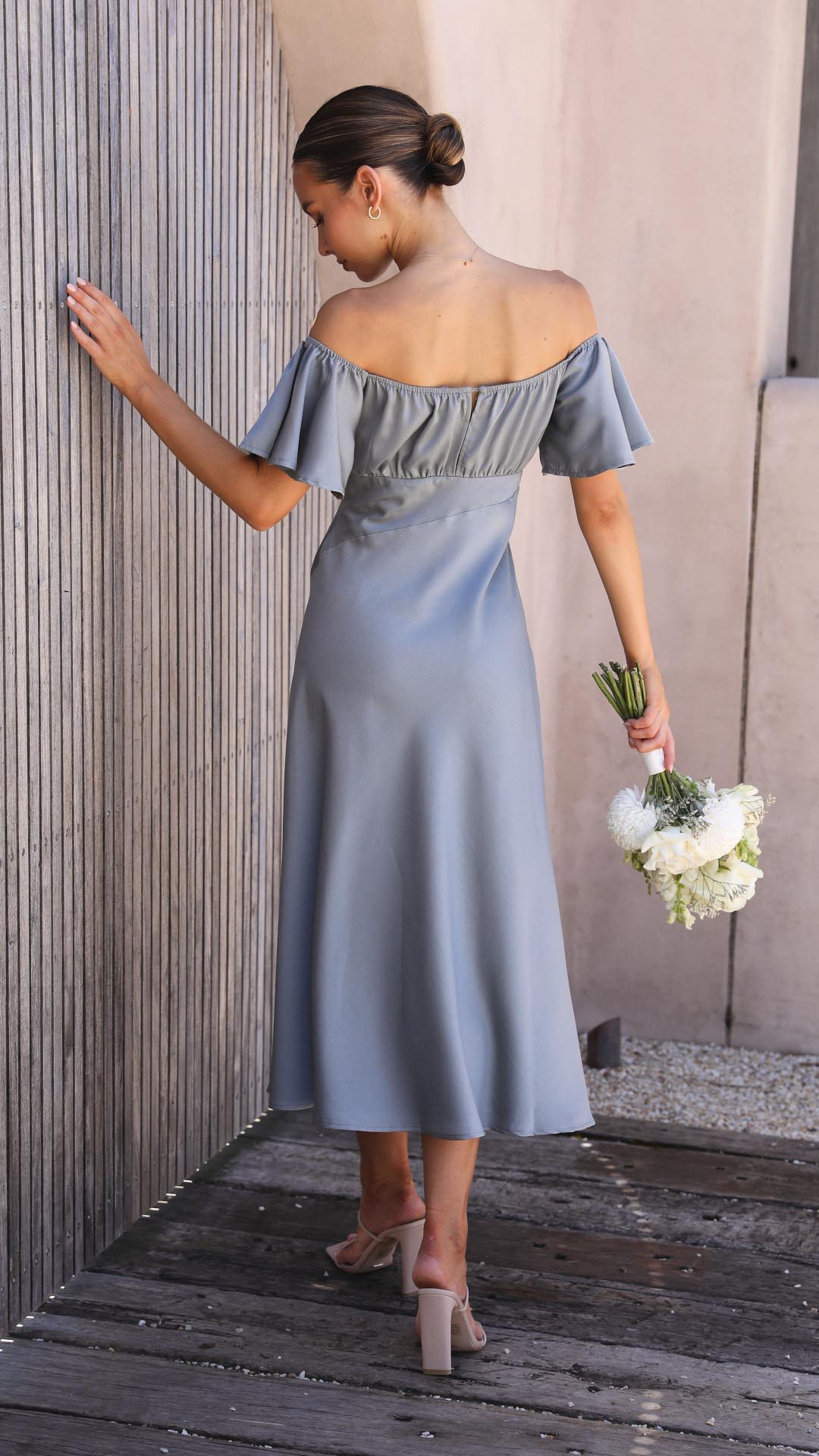 Nalani - Robe maxi sans épaules avec manches papillon