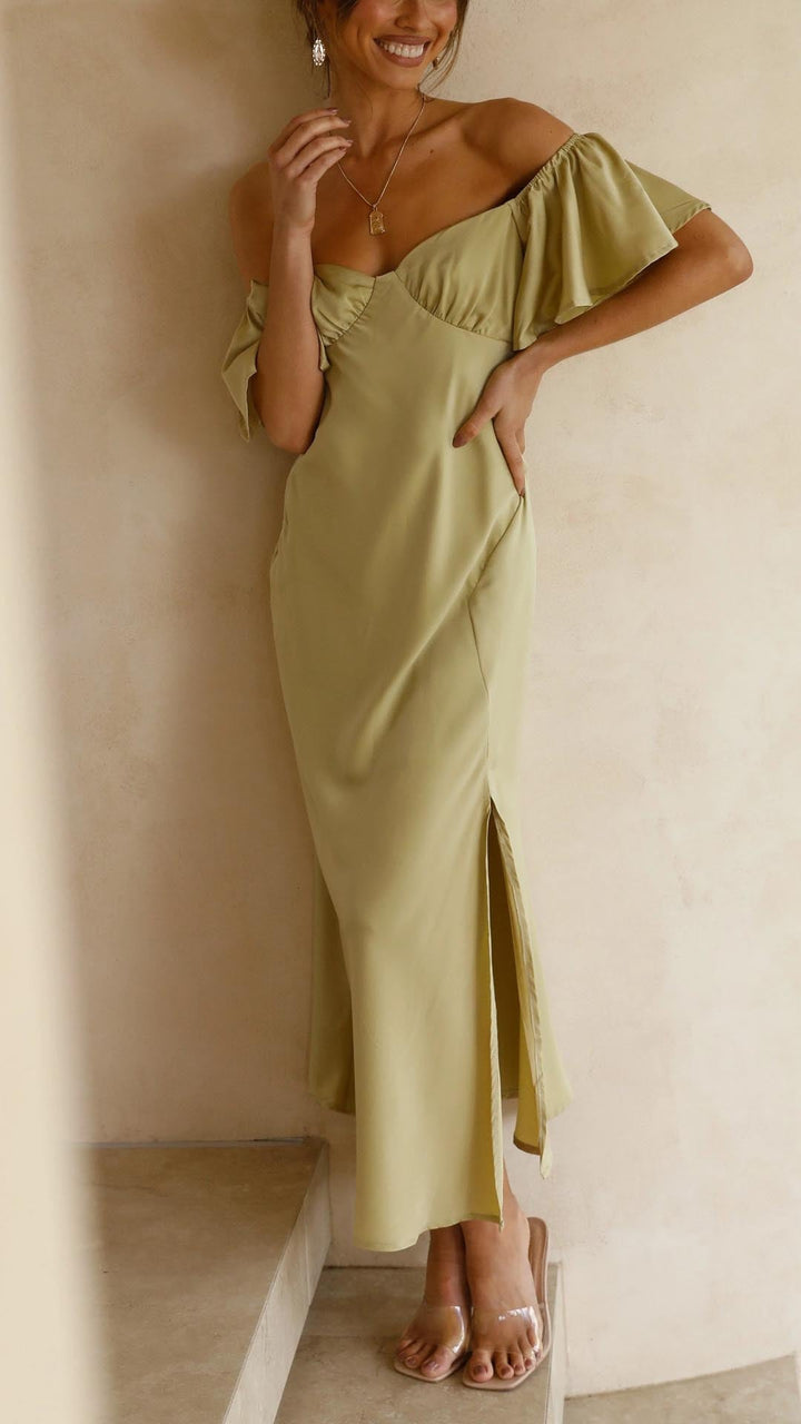 Nalani - Robe maxi sans épaules avec manches papillon