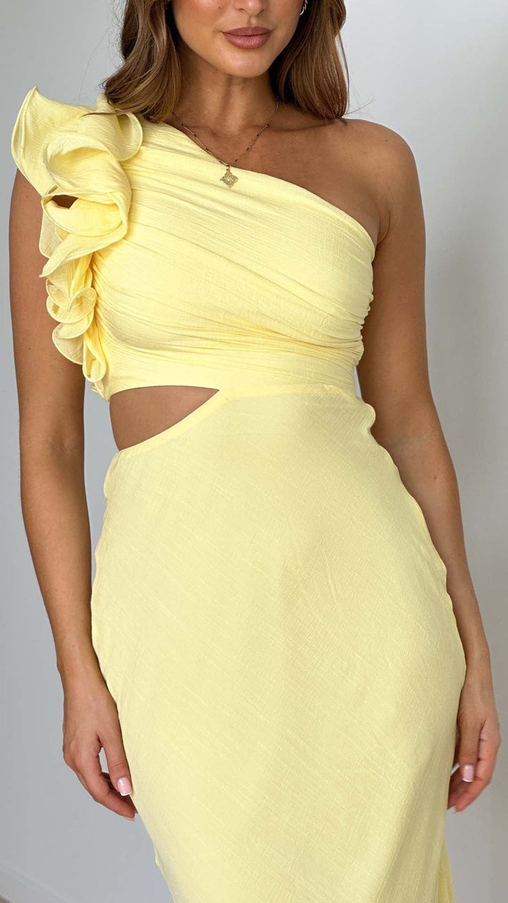 Blaire - Robe maxi sans épaules avec découpes