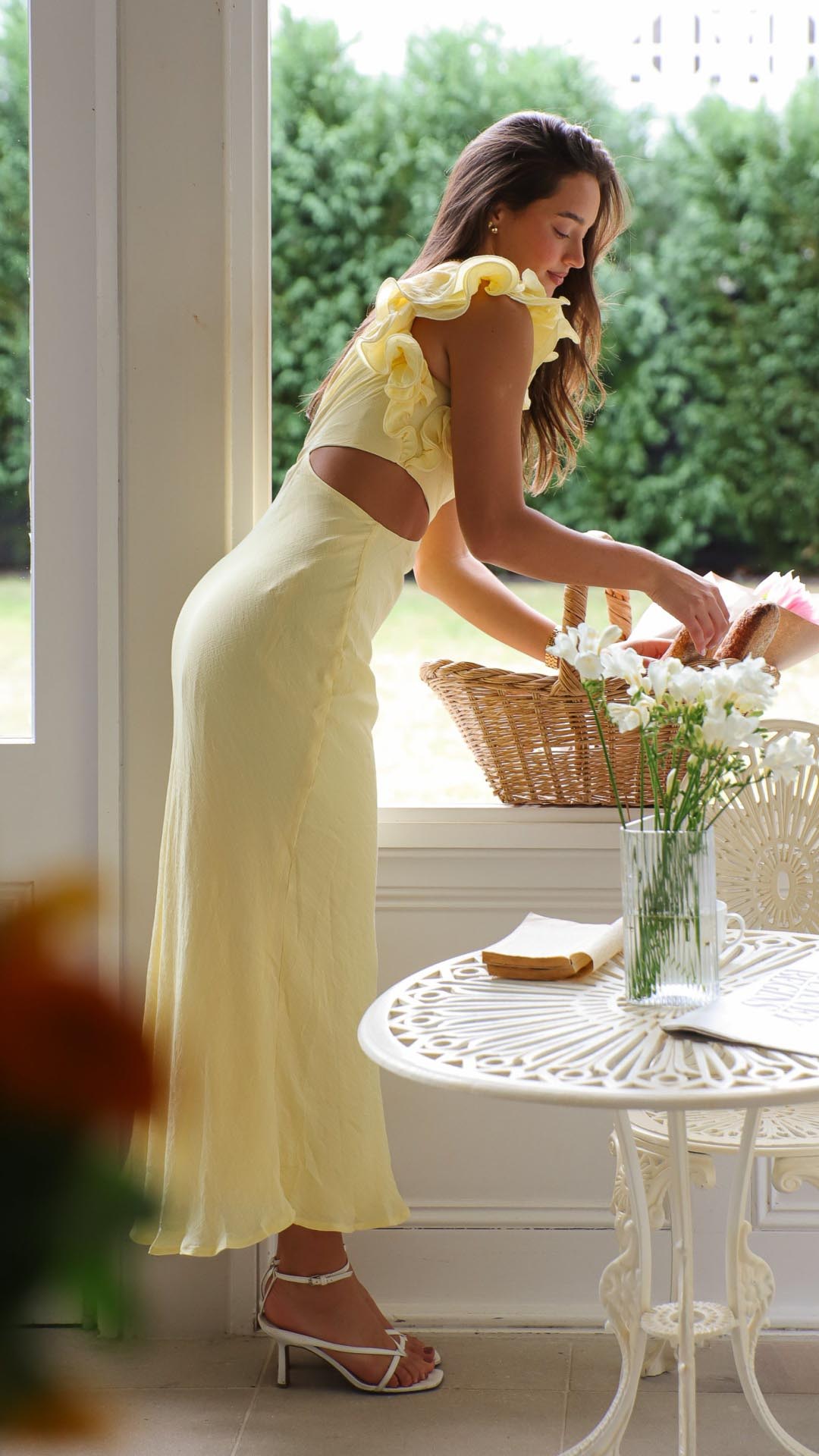 Blaire - Robe maxi sans épaules avec découpes