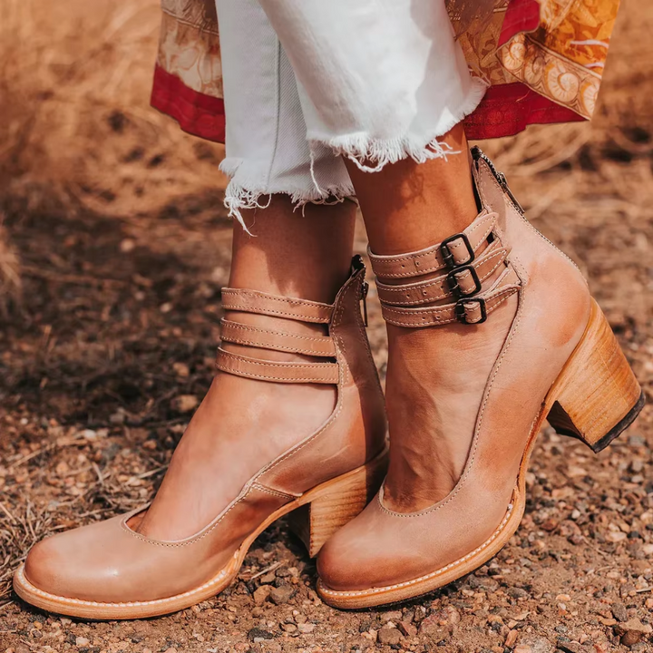 Bottines pour femmes à talon bloc avec double sangle