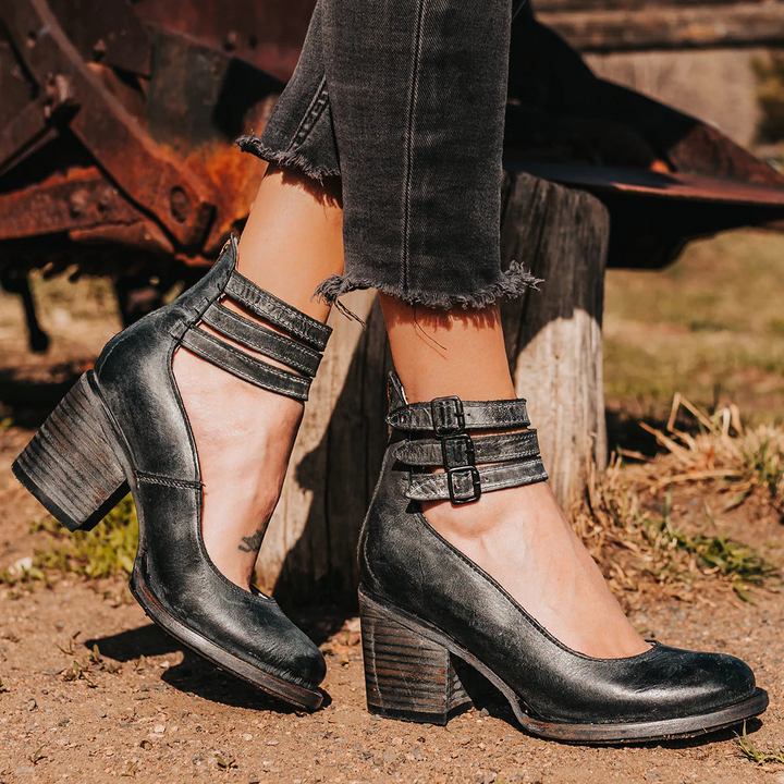 Bottines pour femmes à talon bloc avec double sangle