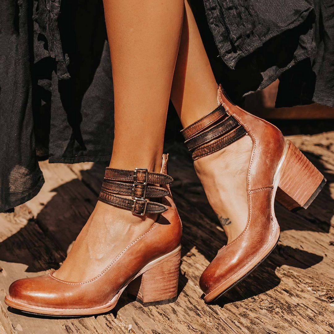 Bottines pour femmes à talon bloc avec double sangle