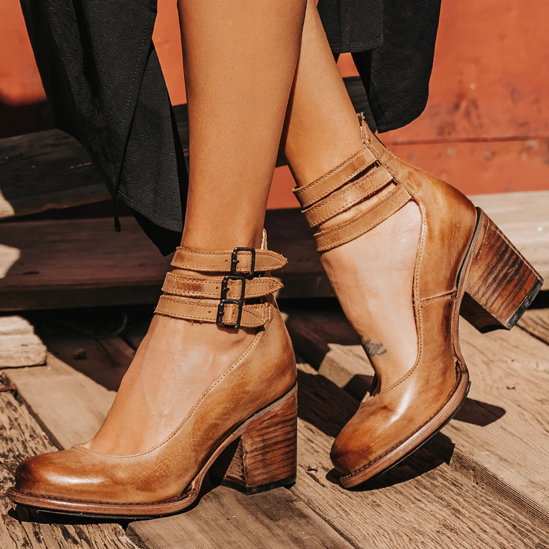 Bottines pour femmes à talon bloc avec double sangle