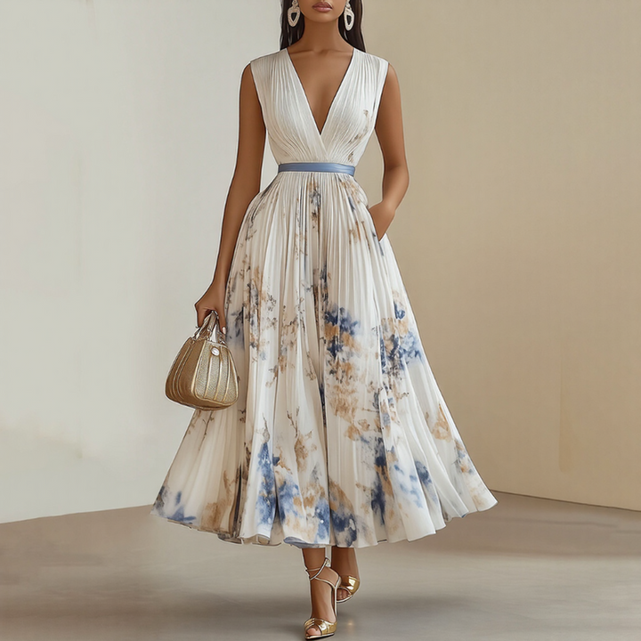 Mia | Robe maxi élégante plissée pour femmes