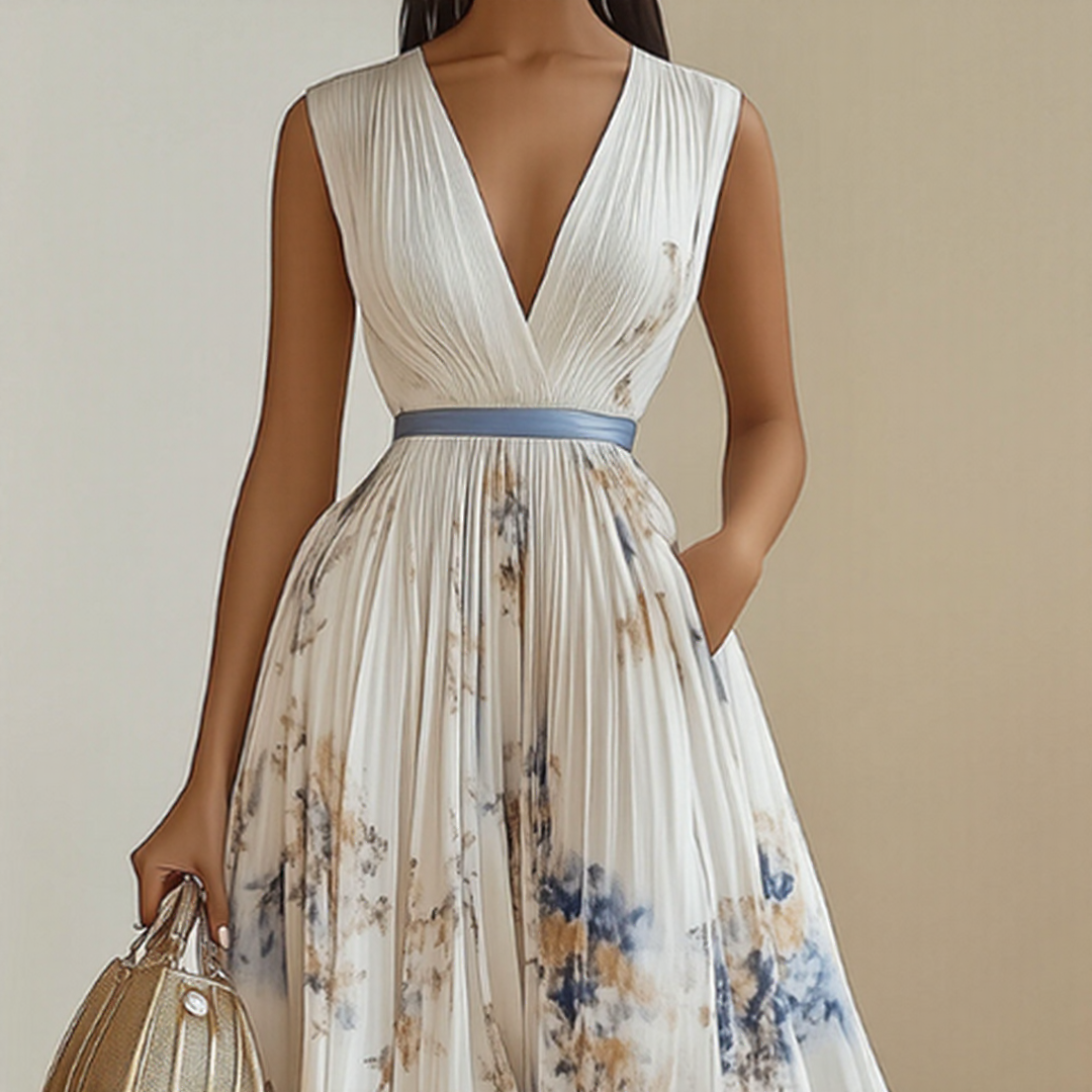 Mia | Robe maxi élégante plissée pour femmes
