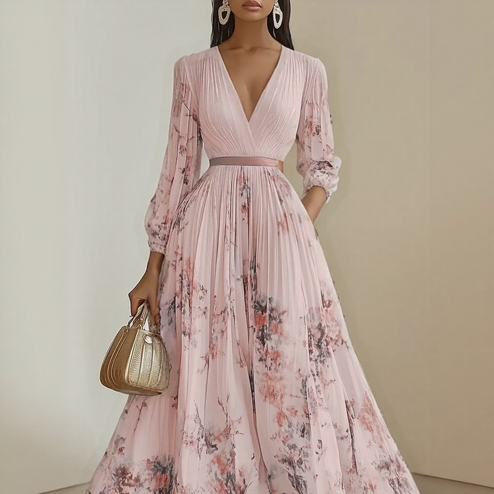 Mia | Robe maxi élégante plissée pour femmes