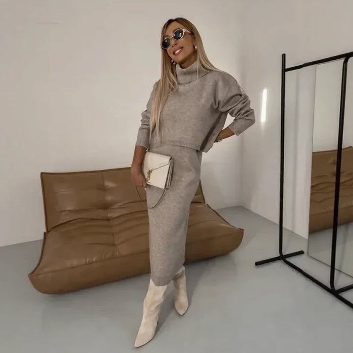 Ensemble Tricot Gros de Winter Harmonie™ avec Blouse Oversize et Jupe Midi / La beauté de l'hiver dans sa forme la plus pure !