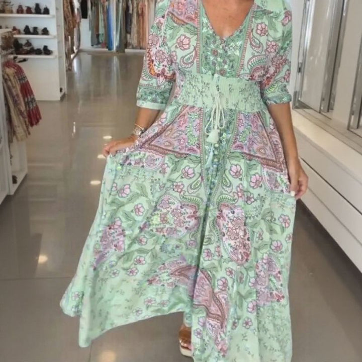 Aisha™ Robe Maxi en Viscose Premium avec Décolleté en V