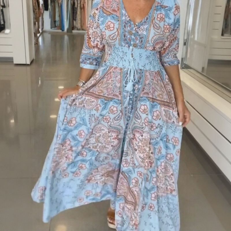 Aisha™ Robe Maxi en Viscose Premium avec Décolleté en V