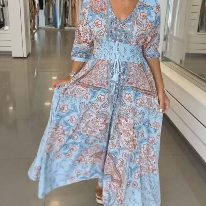 Aisha™ Robe Maxi en Viscose Premium avec Décolleté en V