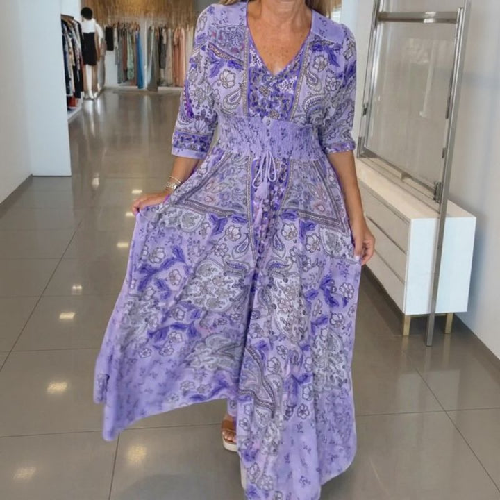 Aisha™ Robe Maxi en Viscose Premium avec Décolleté en V