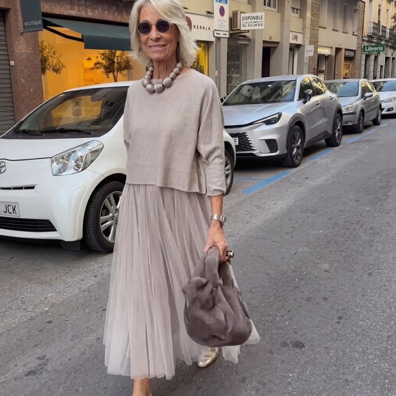 Yuna™ Robe Midi Plissée avec Top à Manches 3/4