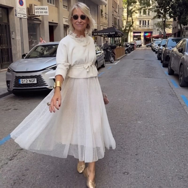 Yuna™ Robe Midi Plissée avec Top à Manches 3/4