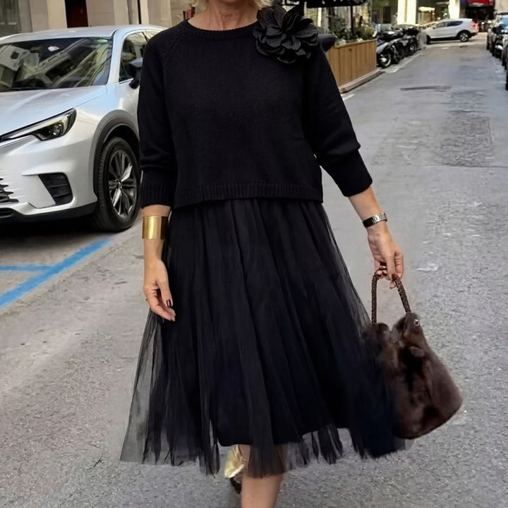 Yuna™ Robe Midi Plissée avec Top à Manches 3/4