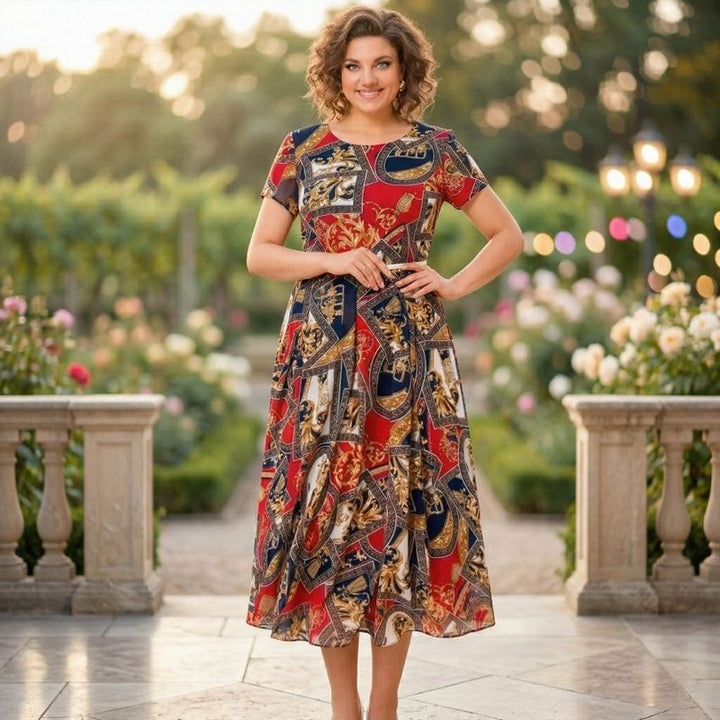 Robe midi Malta™ avec imprimé baroque + Ceinture gratuite