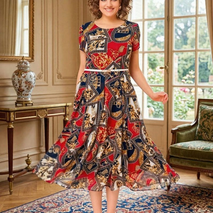 Robe midi Malta™ avec imprimé baroque + Ceinture gratuite
