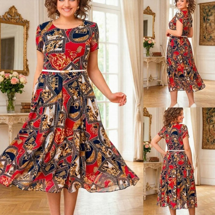 Robe midi Malta™ avec imprimé baroque + Ceinture gratuite