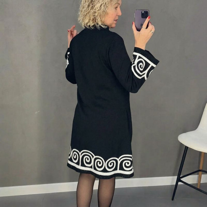 Robe Midi Iris™ avec ourlet en méandre et poignets ornés