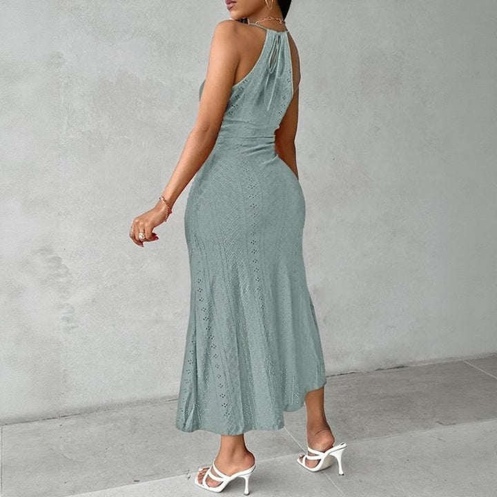 Robe midi Solare™ en dentelle ajourée avec fente avant