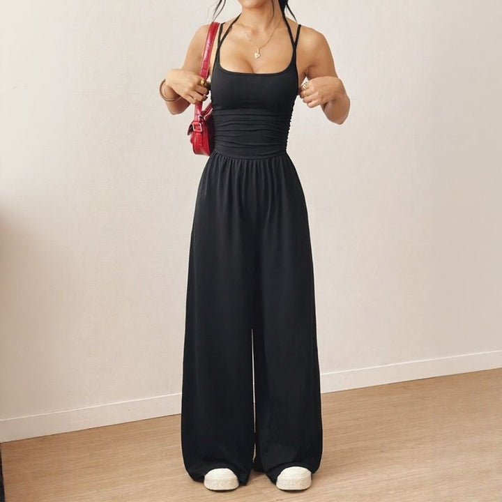 Bela™ Combinaison Langer avec jambes larges, bretelles doubles et dos ouvert