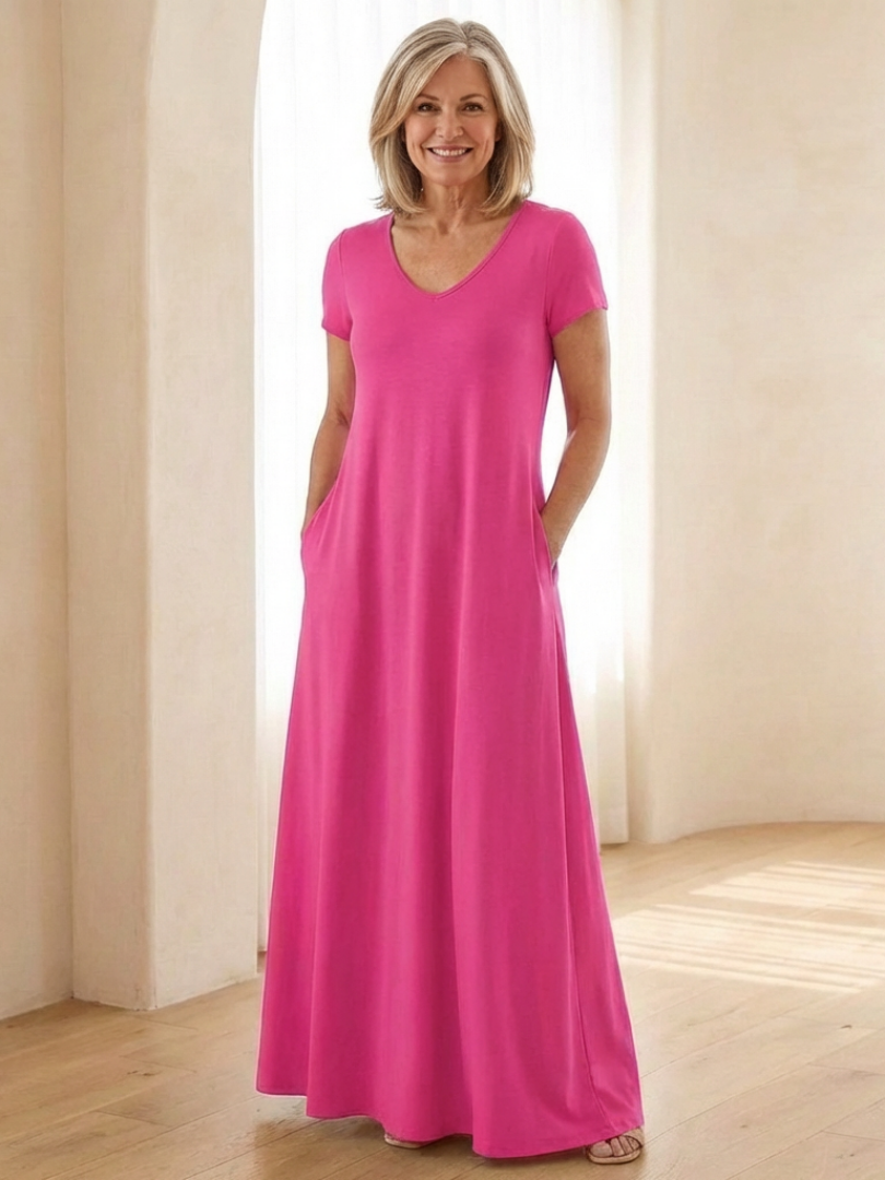 Samira | Robe maxi avec décolleté en V et poches