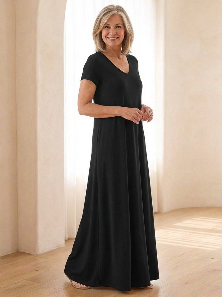 Samira | Robe maxi avec décolleté en V et poches