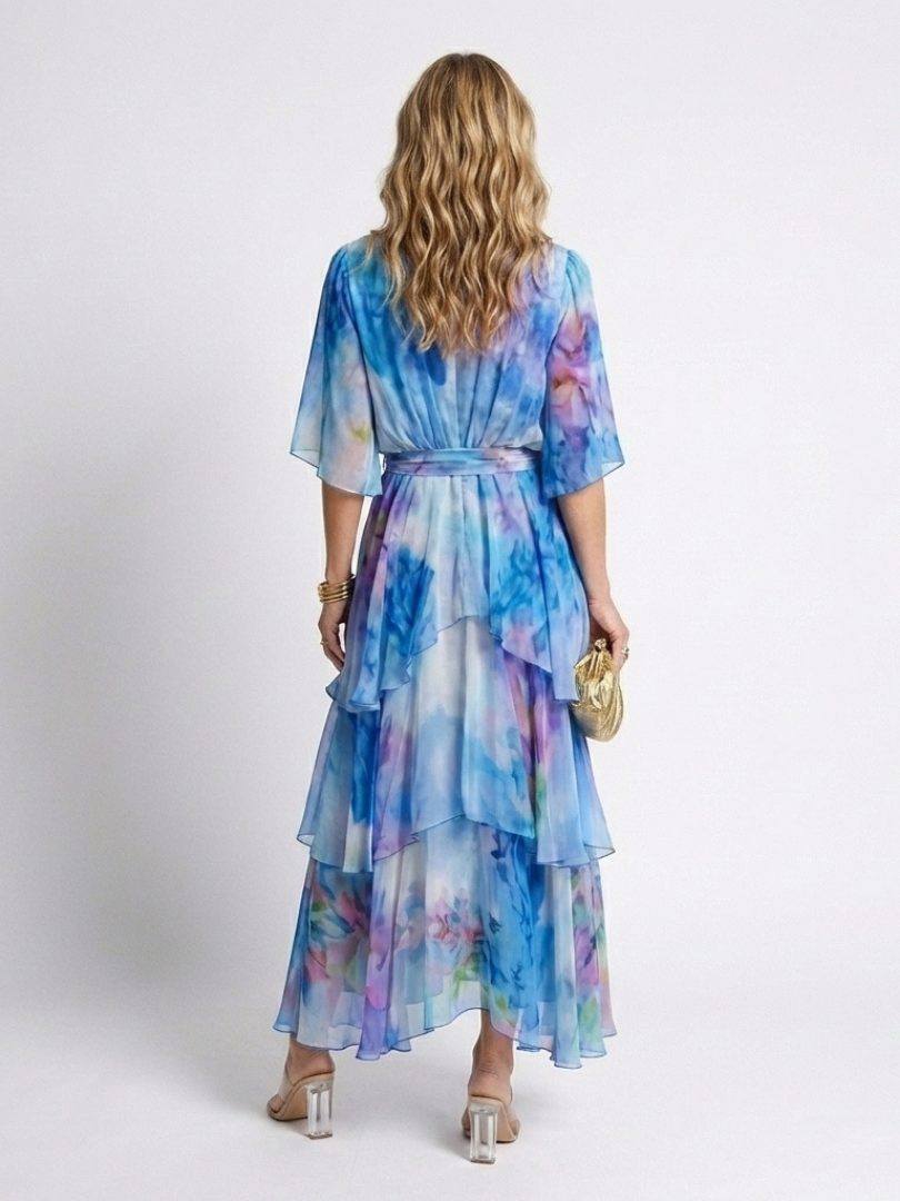 Calista | Robe maxi transparente à décolleté en V avec ceinture nouée